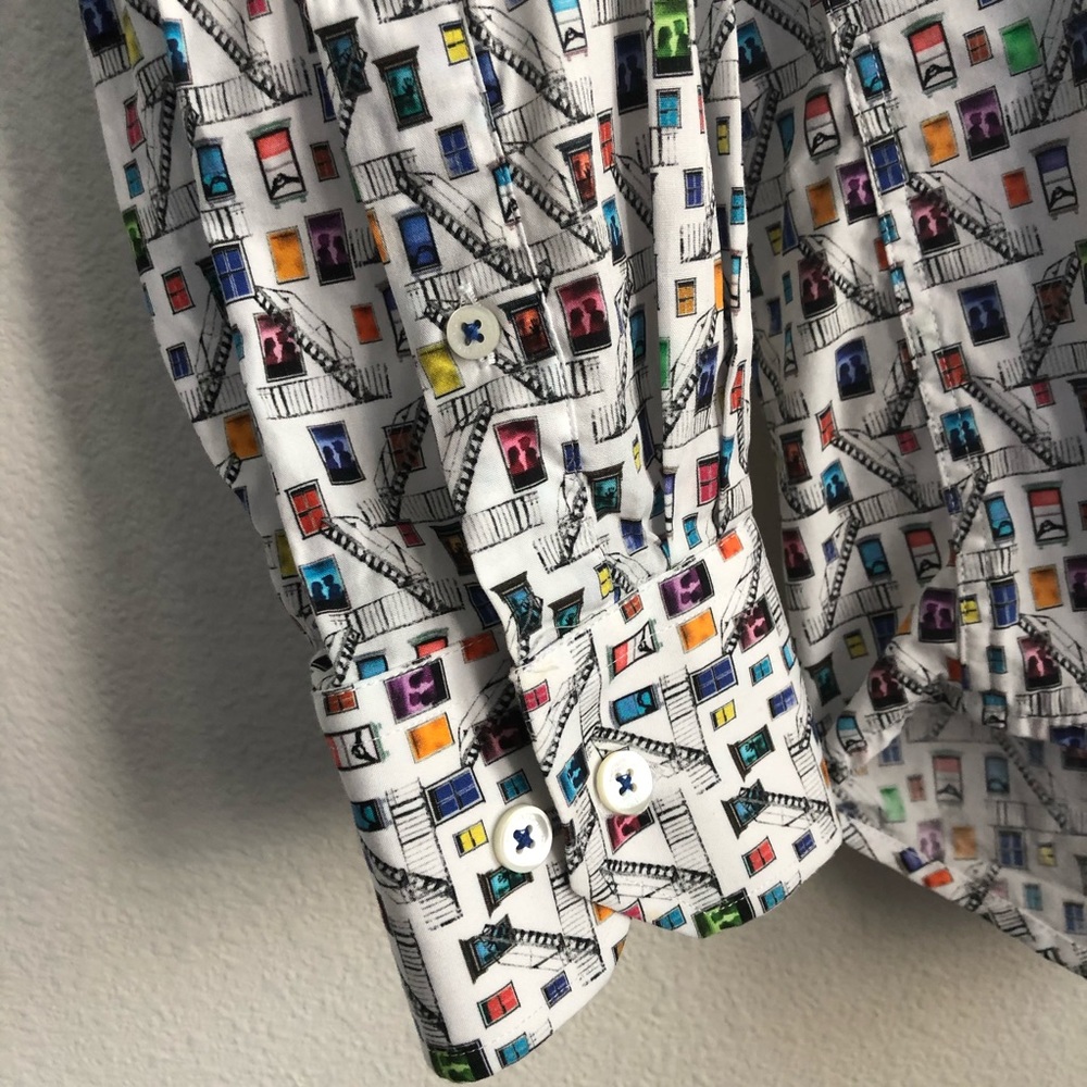 Bugatchi Shaped Fit Window Stairs Ls Button Shirt - image 3